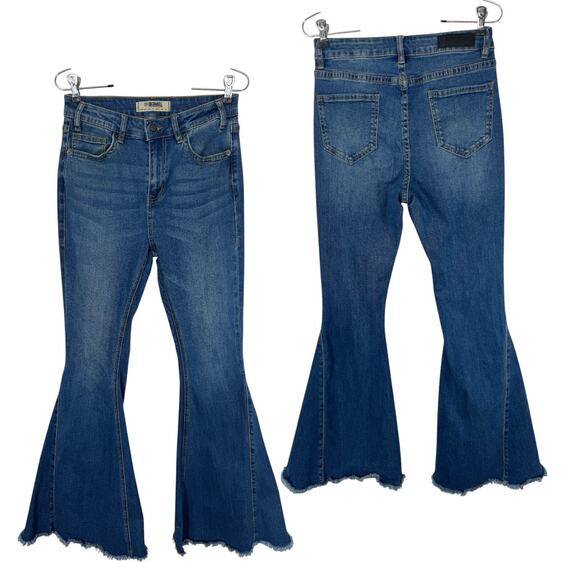 Rock & Roll Insert Bell Bottom High Rise Jeans 28x34 70s Flare Coastal Cowgirl - Picture 1 of 16